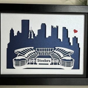 Paper Cut Shadow Box 3D Lightbox SVG PNG Pittsburgh Acrisure Football Stadium Cricut Silhouette Hand Cut Laser Layered Card Cut Files