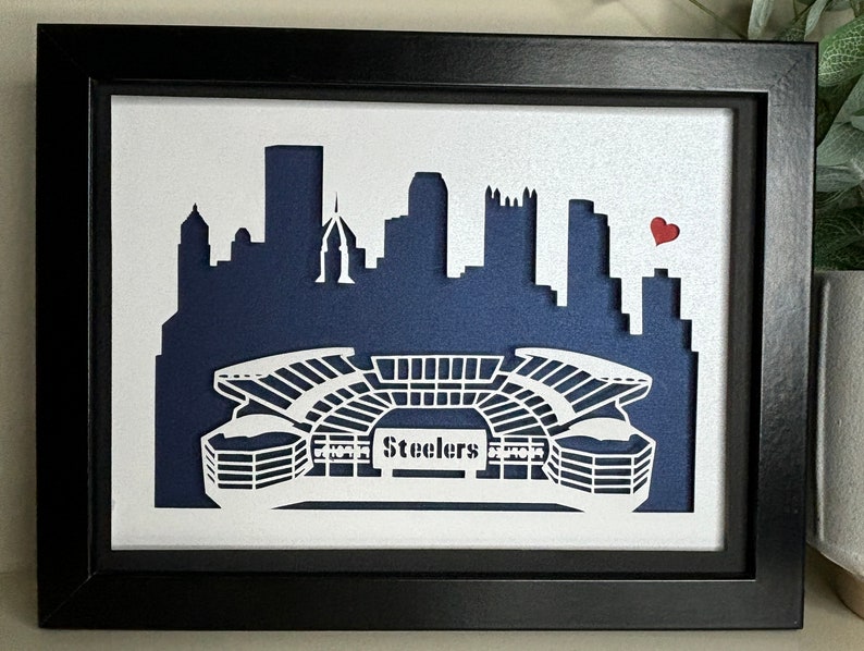 Paper Cut Shadow Box 3D Lightbox SVG PNG Pittsburgh Acrisure Football Stadium Cricut Silhouette Hand Cut Laser Layered Card Cut Files