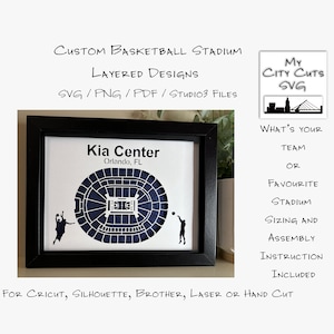 Arquivos de corte de estádio de basquete personalizados para Cricut Silhouette Laser ou corte manual veja fotos de amostra. Cricut Silhouette Hand Cut Laser