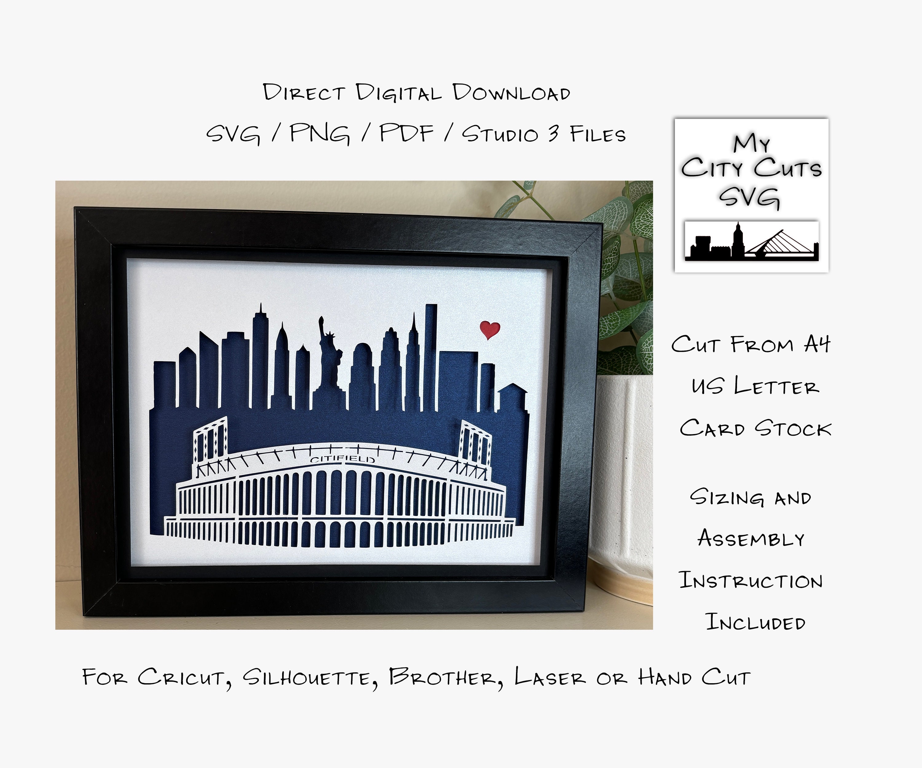 Citi Field Shadow Box SVG, 3D Paper Cut Lightbox (digital Download