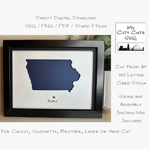 Paper Cut Shadow Box 3D Lightbox SVG PNG Iowa State Cricut Silhouette Hand Cut Laser Layered Card Cut Files