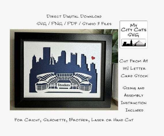 Pittsburgh Acrisure Football Stadium Shadow Box SVG PNG Cricut Silhouette Hand Cut Laser Layered Card Cut Files (Digital Download)