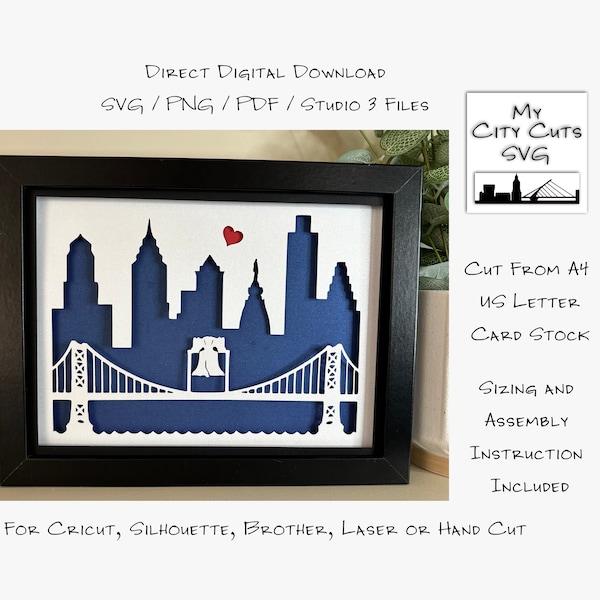 Philadelphia Pennsylvania City Skyline Shadow Box SVG Cut Files For Cricut, City Skyline, Brother, Laser or Hand Cut, Instant Download. Philadelphia Pennsylvania City Skyline Shadow Box SVG Cut Files For Cricut, City Skyline, Brother, Laser or Hand Cut, Instant Download.