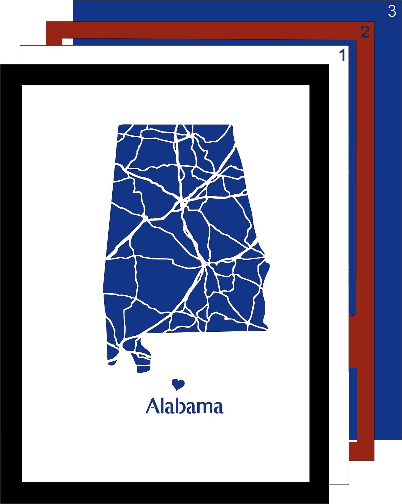 Alabama State Map Paper Cut Shadow Box SVG, Cricut/laser Cut Files ...
