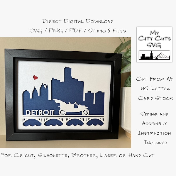 Detroit Michigan City Skyline Shadow Box SVG Cut Files For Cricut, City Skyline, Brother, Laser or Hand Cut, Instant Download. Detroit Michigan City Skyline Shadow Box SVG Cut Files For Cricut, City Skyline, Brother, Laser or Hand Cut, Instant Download.