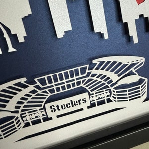 Paper Cut Shadow Box 3D Lightbox SVG PNG Pittsburgh Acrisure Football Stadium Cricut Silhouette Hand Cut Laser Layered Card Cut Files