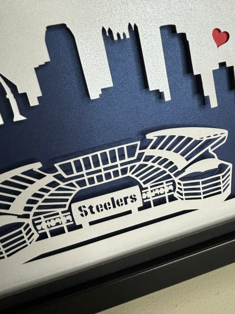 Paper Cut Shadow Box 3D Lightbox SVG PNG Pittsburgh Acrisure Football Stadium Cricut Silhouette Hand Cut Laser Layered Card Cut Files