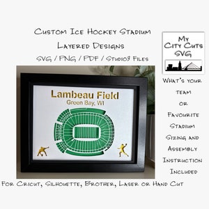 Aangepaste volgorde voetbalstadion gesneden bestanden voor Cricut silhouet laser of handsnijden zie voorbeeldfoto's. Cricut silhouet handgesneden laser