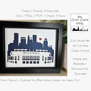 Papier découpé Shadow Box 3D Lightbox SVG PNG M & T Bank Stadium Baltimore Maryland Cricut Silhouette découpé au laser en couches cartes coupe fichiers à la main
