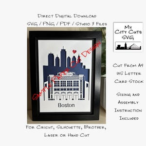 Paper Cut Shadow Box 3D Lightbox SVG PNG Pittsburgh Acrisure Football Stadium Cricut Silhouette Hand Cut Laser Layered Card Cut Files