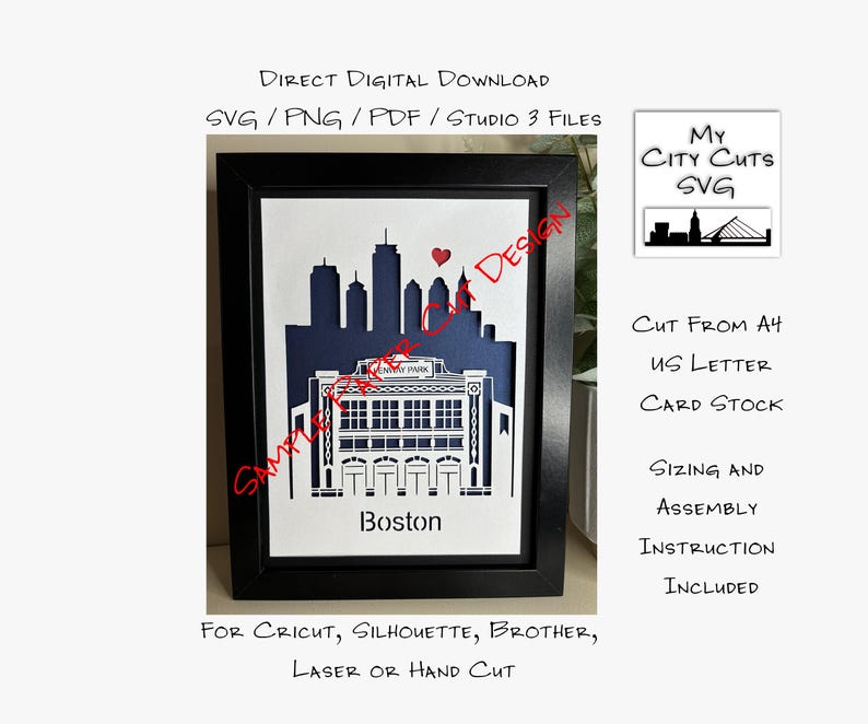 Paper Cut Shadow Box 3D Lightbox SVG PNG Pittsburgh Acrisure Football Stadium Cricut Silhouette Hand Cut Laser Layered Card Cut Files