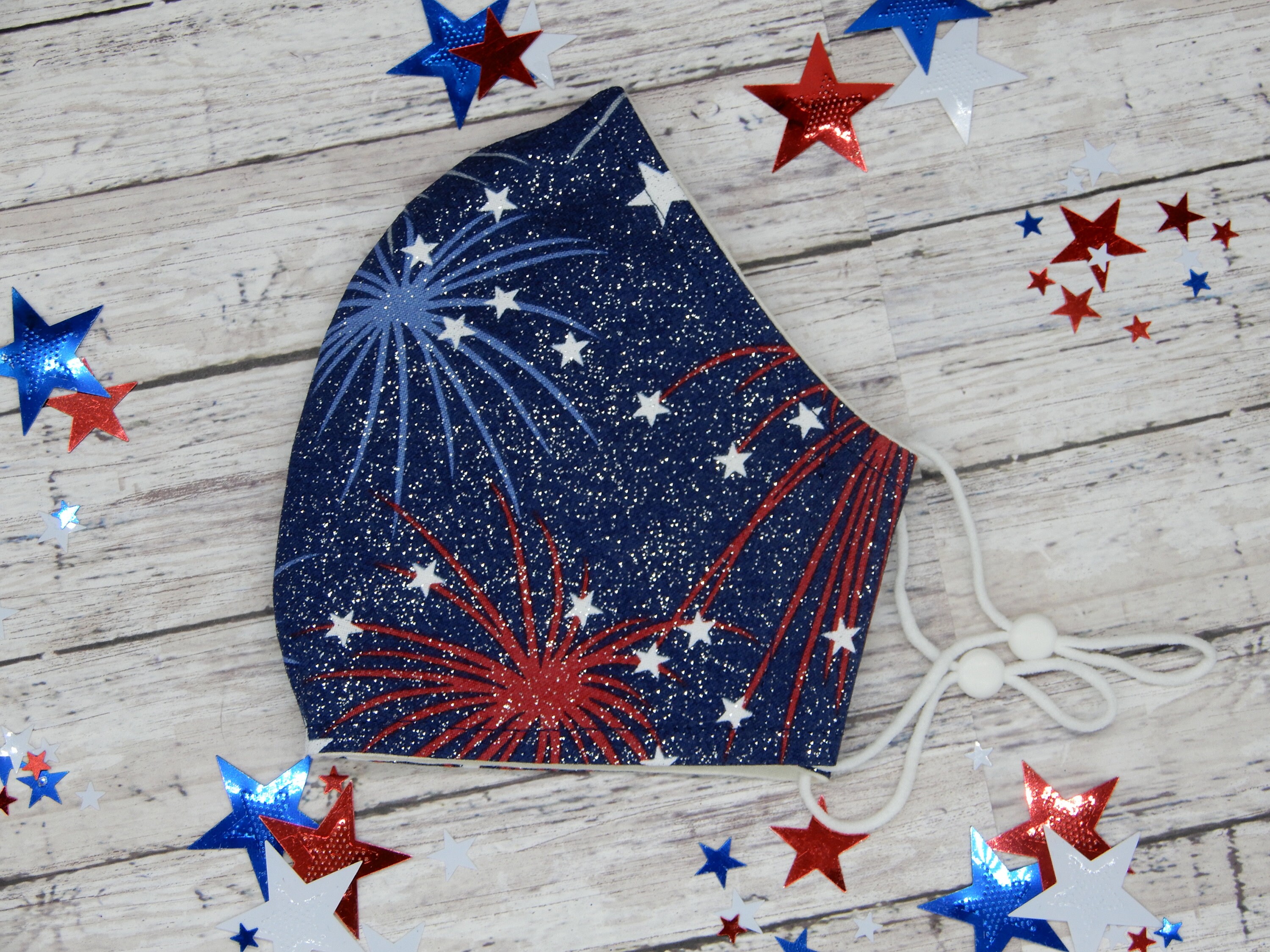 Fireworks Face Mask: Americana, July 4th, USA (nose Wire, Filter Pocket ...