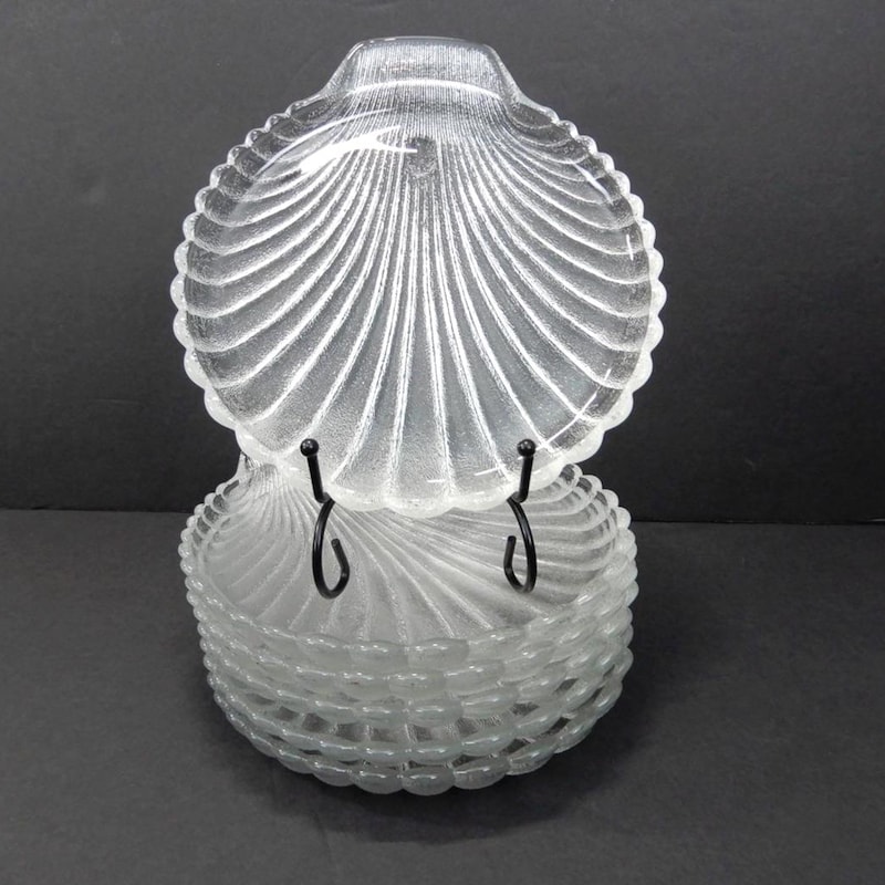 Shell Nameplate Shell Vintage Glass Plate - Etsy