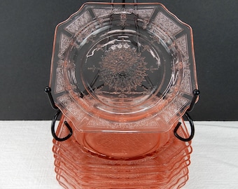Anchor Hocking Princess Pink Depression Glass Bread and Butter Plates 5.75"  Set of 8