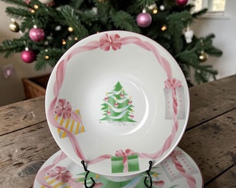 Vintage Sango Home for Christmas Serving Bowl and Chop Plate 2 Piece set #4829