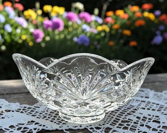Vintage Noritake Hampton Hall Crystal Bowl 9.75"  Made in Germany, Scalloped Fan Cut Centerpiece