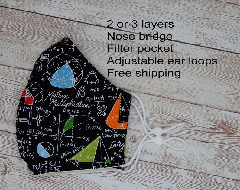 Mask Pattern In Math Math Face Mask Math Teacher Face Mask Mathematics Back to School Mask ...