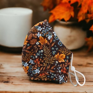 Autumn leaves Face Mask  Fall leaves face mask  Autumn face mask  Floral face mask  mask with nose wire  mask with filter pocket