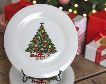 Vintage Sea Gull Christmas Tree Salad Plates (Set of 6), Jian Shiang Fine China