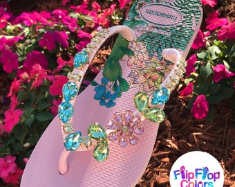 pink flip flops with bling