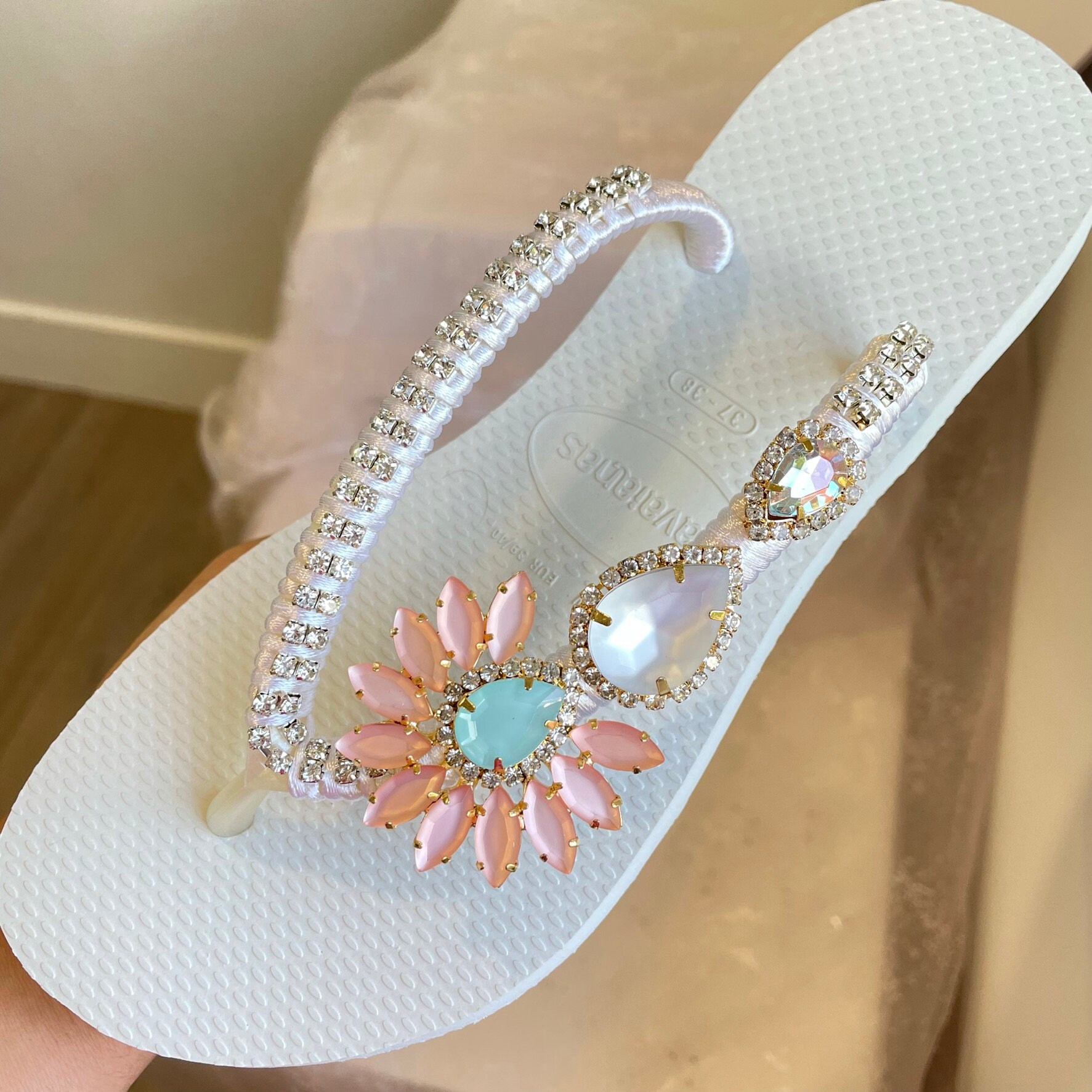 Rhinestone Sandals Havaiana for Women Bridal Flip Flops | Etsy