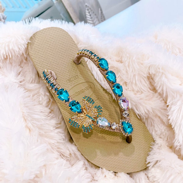 Bling shoes for women, Wedding sandals, Jeweled thongs, bridal rhinestone sandals, bling thongs, luxury flip flops, Christmas gift grandma