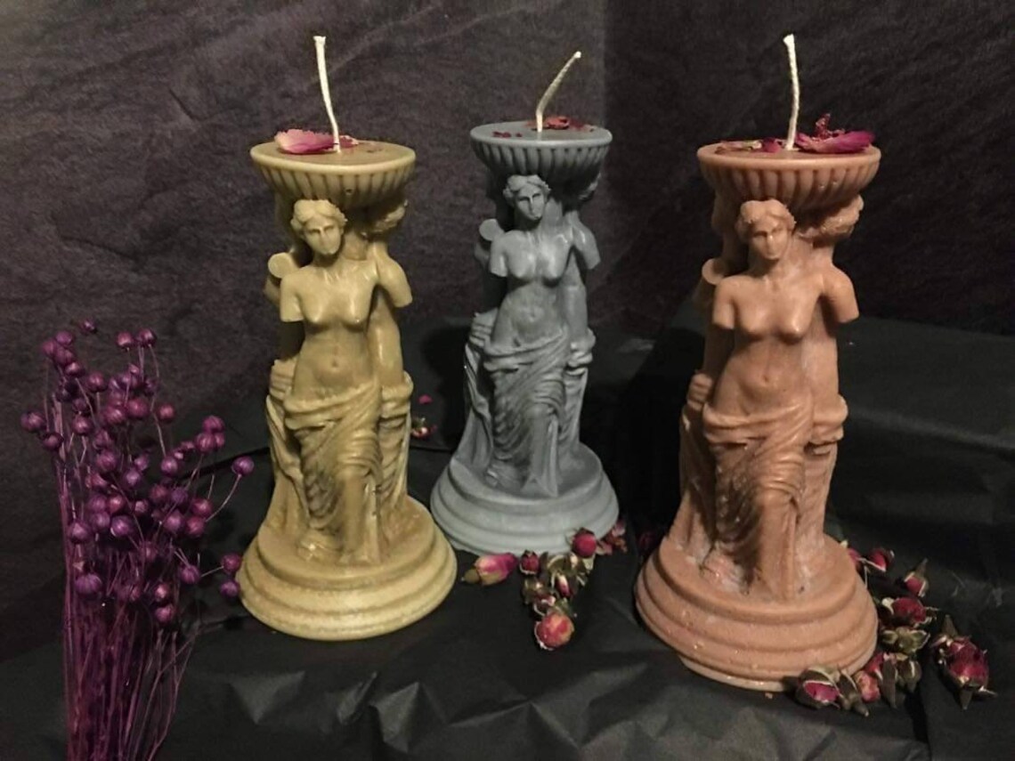Triple Goddess Pillar Candle Pagan Altar Triple Goddess Etsy Australia