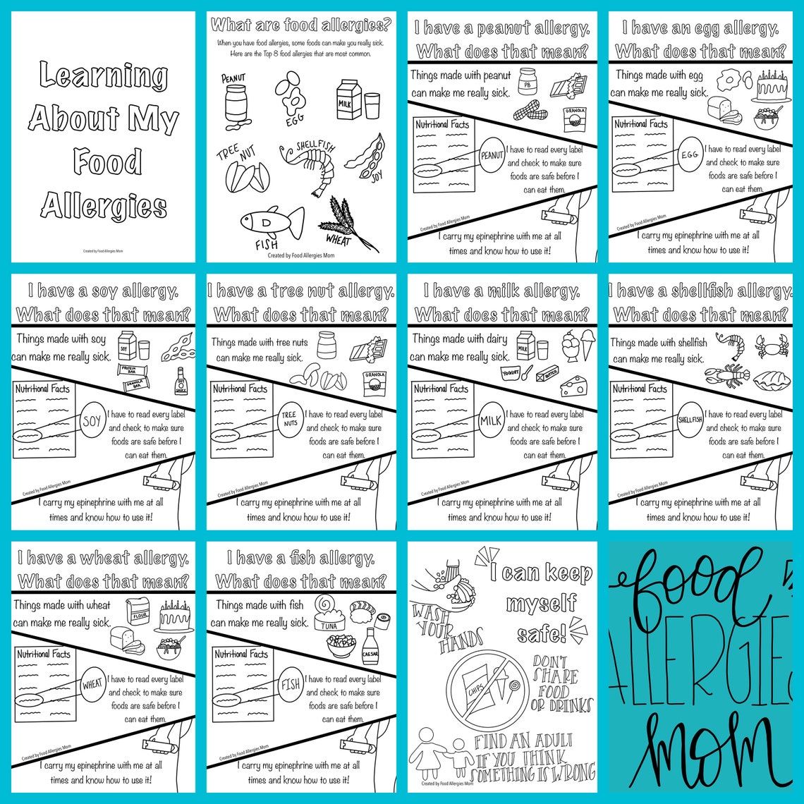 Coloring Book for Food Allergy Kids Etsy