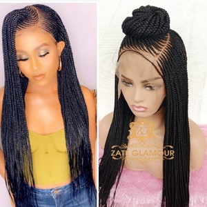 Frontal Braided Wigs Handmade Wig Glueless Wig Lace Front - Etsy