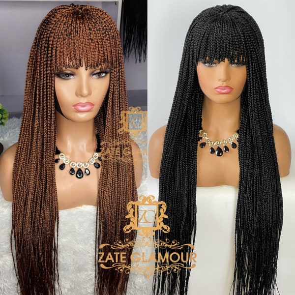 Ready to ship, Fringe braided wig,  handmade wig