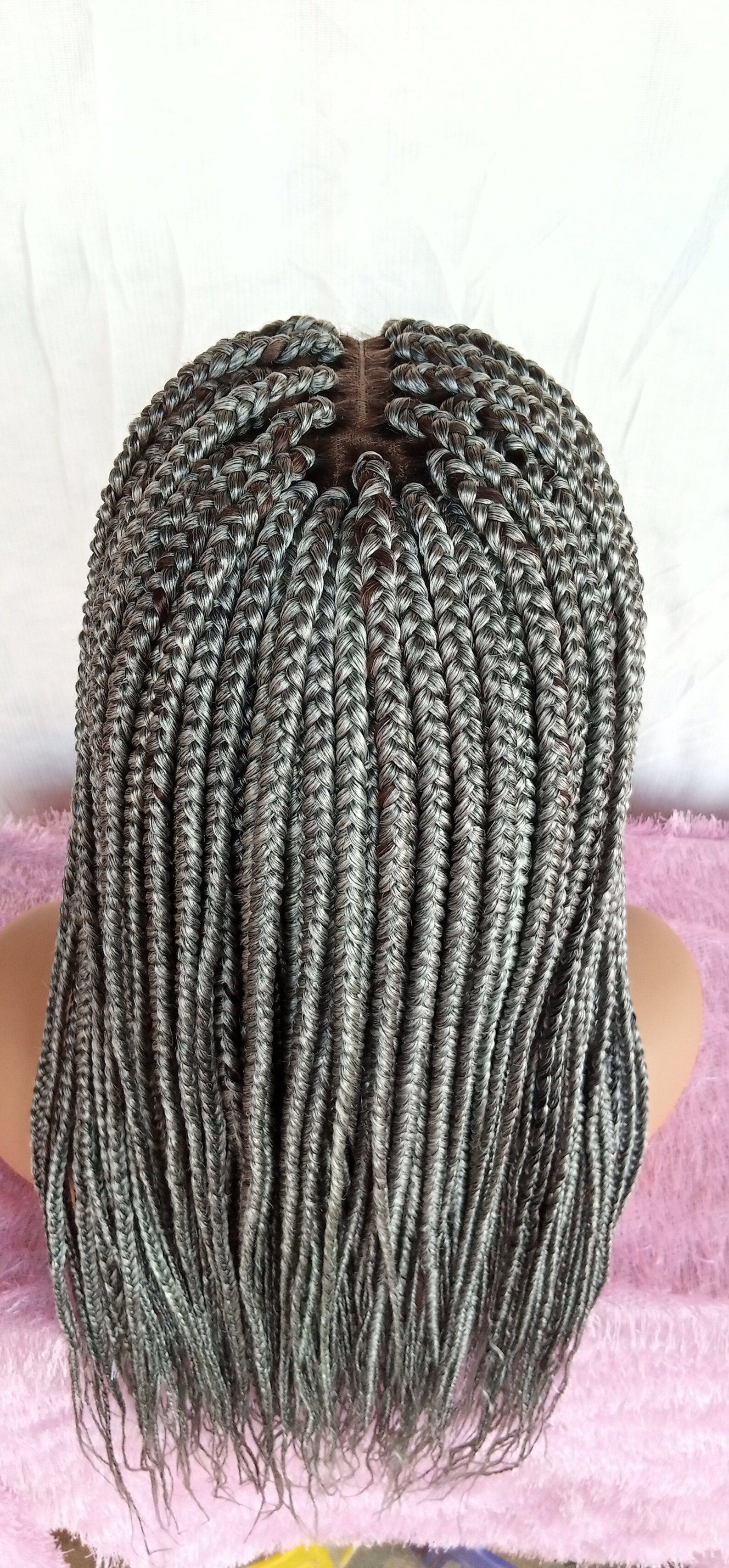 Gray Braided Wig Box Braids Salt and Pepper Hairs Etsy