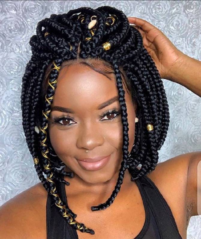 Bob Braided wig, box braids,3parts lace closure, frontal lace, Bob wig,  shoulder length Bob