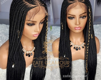 Ready to ship,Fulani cornrows  Ghana weaving, handmade braided wig, ready to ship wig