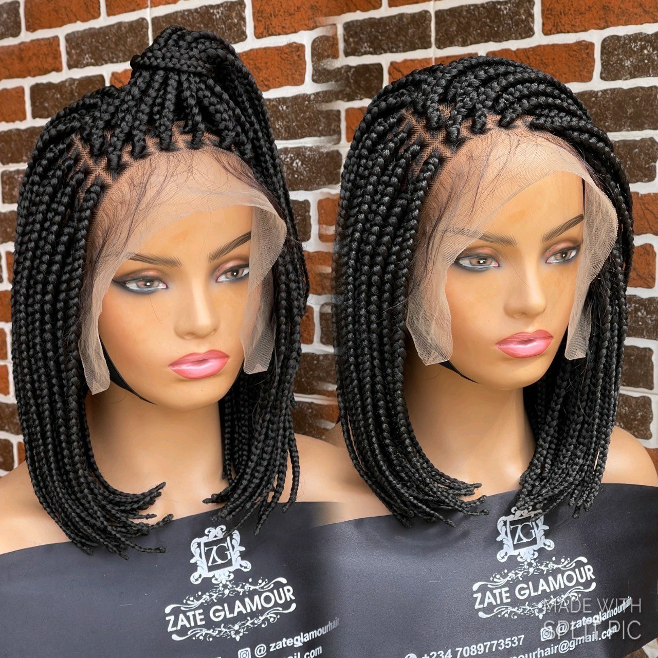 Bob Braided wig box braids handmade wig Bob wig glueless wig