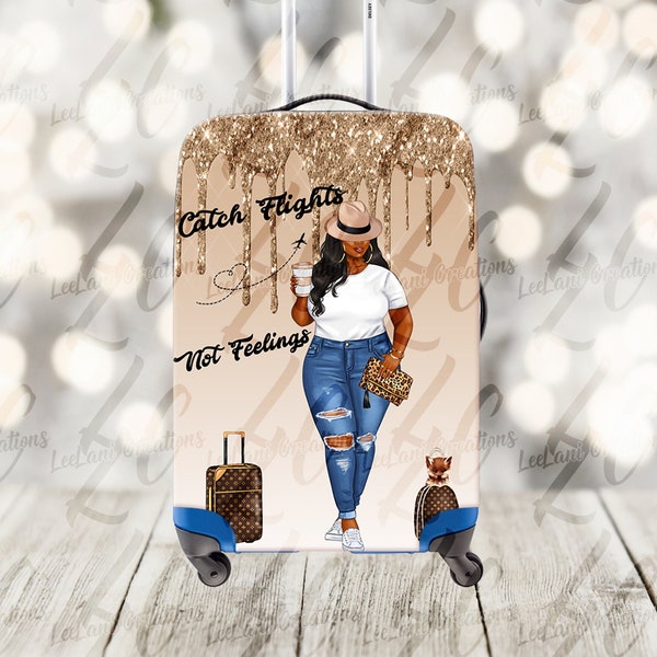 Custom luggage Cover| Personalized Luggage Cover| Cute Girl Luggage Cover | Suitcase cover | Catch Flights Luggage Cover
