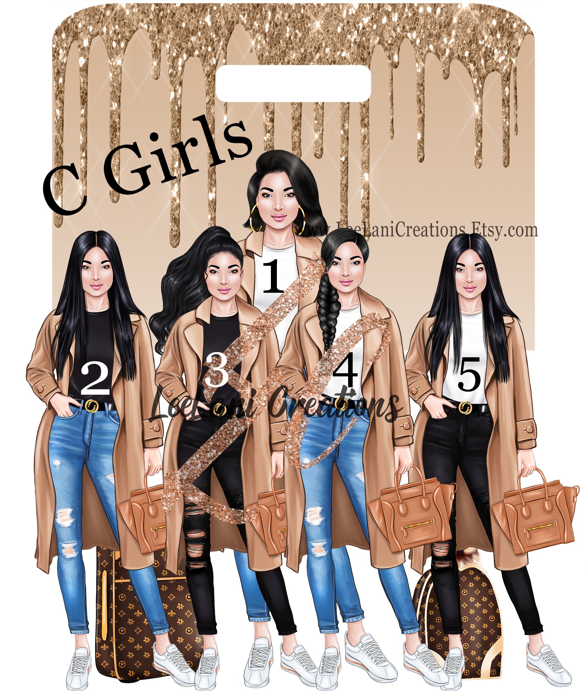 Cute Girl Luggage Tag W/initial and Name Custom Luggage Tag Etsy