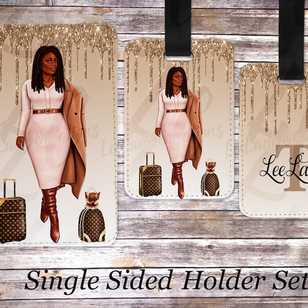 Woman With Locs Passport Holder + Luggage Tag Set | Customized Passport Holder | Customized Luggage Tag