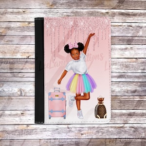 Porta-passaporte para menina | Porta-passaporte personalizado | Porta-passaporte com nome | Porta-passaporte de dupla face | Porta-cartão de vacina