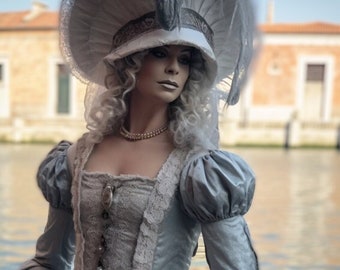 Elegant grey Venetian Costume  Dress Venetian Masquerades masks Italian Carnivals clothes Historical Art gift Renaissance Costume woman