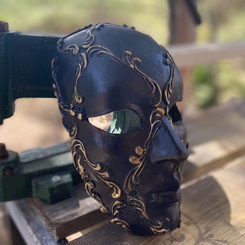 Mask Ready Black and Gold Full Face Mask. Venetian Technique - Etsy