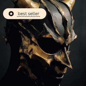 Scary Devil Black and gold mask Gift for friend Gift for father Party in mask Venice Carnival Halloween Party mask for him Funny mask her