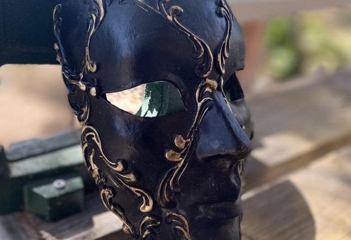 Mask Ready Black and Gold Full Face Mask. Venetian Technique - Etsy