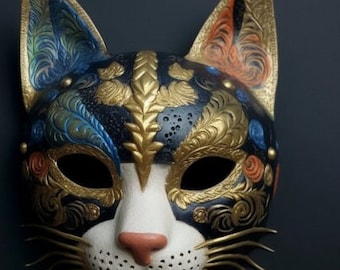 ベネチアン マスク 猫 イタリア まとめ売り ベネチアンマスク カーニバルマスク 仮面 猫 キャット ゴールド