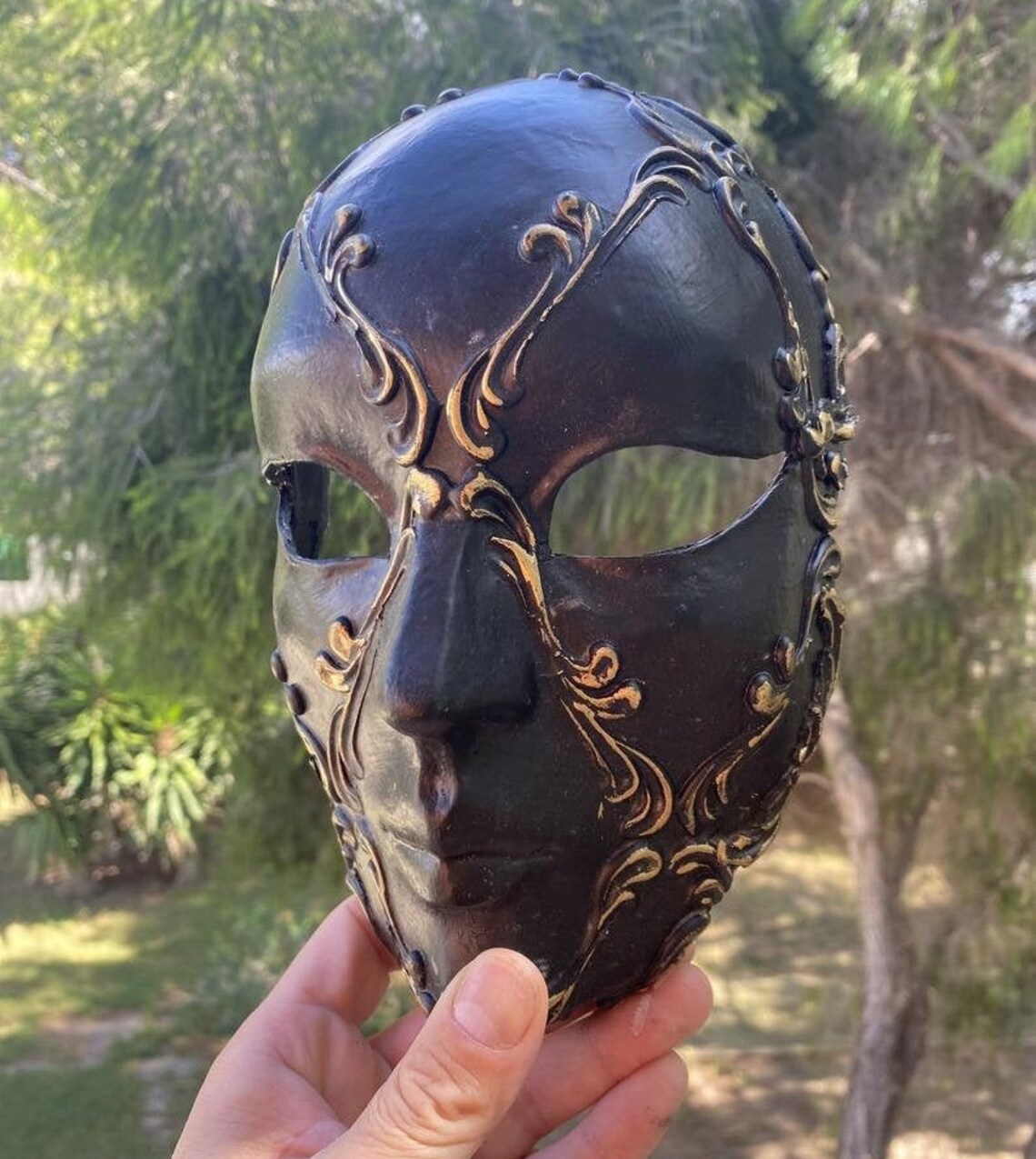 Mask Ready Black and Gold Full Face Mask. Venetian Technique - Etsy
