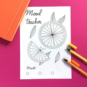 PDF para impressão do Mood Tracker, inserção mensal do Mood Tracker, modelo de planejador diário do Mood Tracker - A5, A4, Carta - 30, 31 dias -
