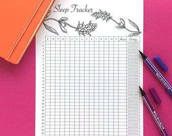 Slaaptracker A5 PDF, maandelijkse slaaptrackerplanner afdrukbaar, A5 dagelijks slaaplogboek, slaapdagboeksjabloon, gezondheidsplanner, A4, brief, BUJO