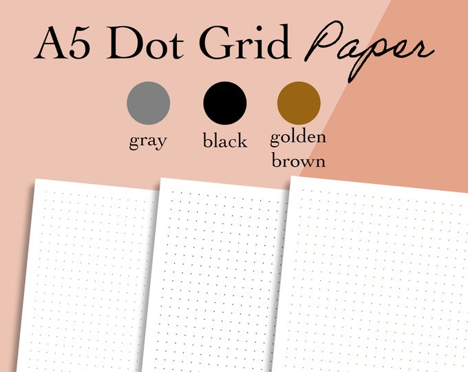 A5 Dot Grid Paper Printable, 5mm Square A5 Dot Grid Insert PDF, A5 Dot ...