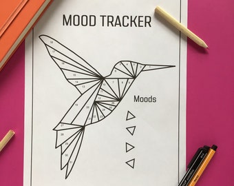 Mood Tracker Printable PDF, Monthly Mood Tracker Insert, Daily Mood Tracker Planner Template - A5, A4, Letter - 30, 31 days - Bullet Journal