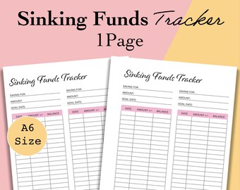 A6 Sinking Funds Tracker Printable, Savings Goal Tracker PDF, Savings Worksheet Insert, A6 Planner Inserts Printable, A6 Insert, Foxy Fix A6