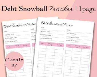 Debt Snowball Tracker Printable, Debt Free, Debt Payoff Tracker, Debt Progress Journal - Classic Happy Planner, Classic HP Insert, Mambi